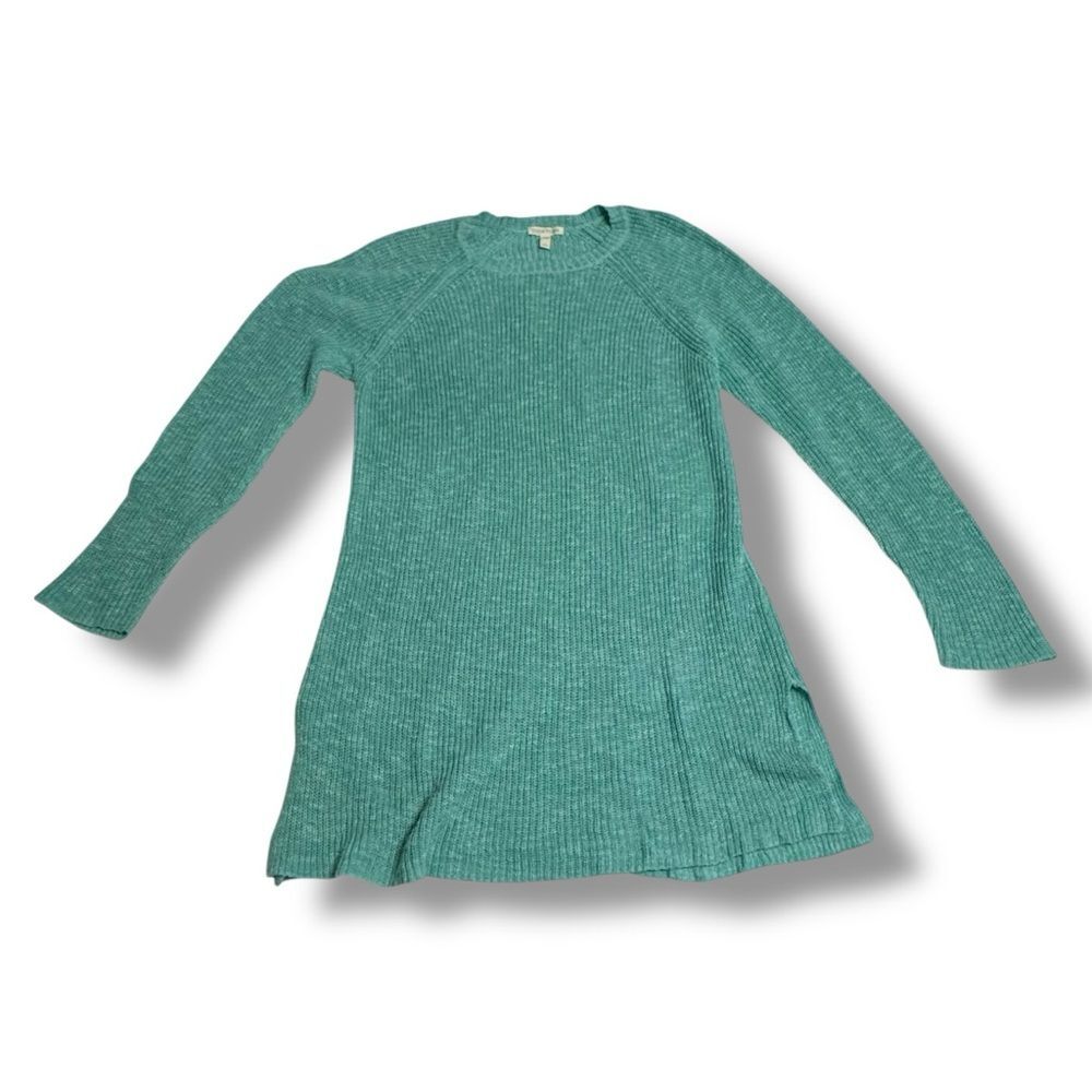 Eileen Fisher Seafoam Open Knit Sweater L Coastal Minimal Linen Layering